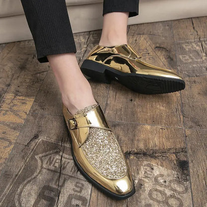 Luxury Men's Leather Shoes High Quality Gold Dress Shoes for Men Italian Brand Oxford Shoes Fashion Big Size Party Wedding Shoe