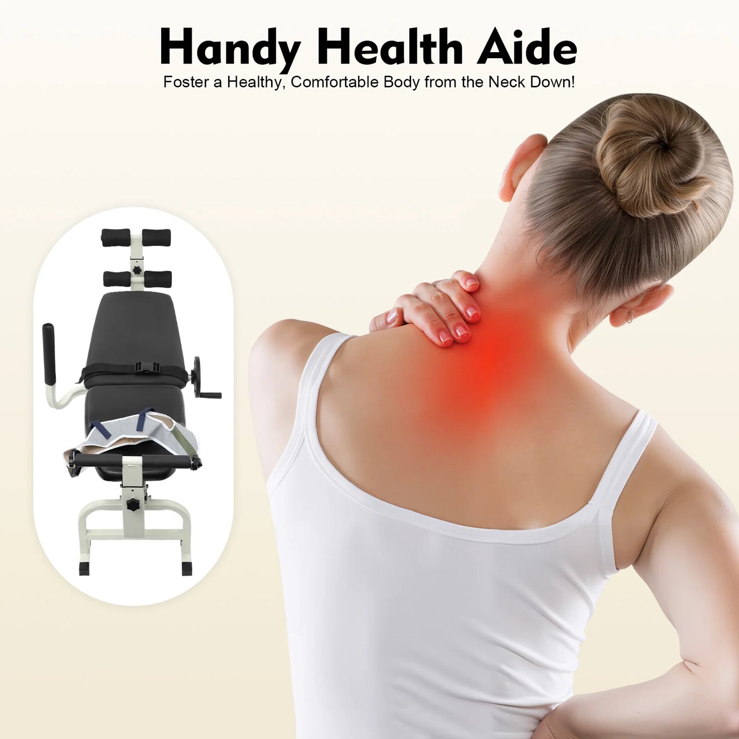 Back Stretch Bench, Multifunctional Neck Stretcher Cervical Traction Device, Adjustable Length Cervical Lumbar Traction Bed