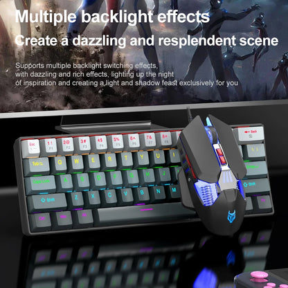Mechanical keyboard and mouse set, 60% Portable Mini Wired Keyboard and Mouse combos, 61 Keys Phantom RGB keyboard and mouse kit