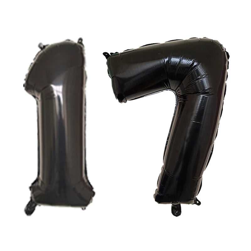 2Pcs 32 Inch Gold Silver Black Blue Red Helium Foil Number Balloon 16 17 18 19 20 21 Happy Birthday Party Decoration Supplies