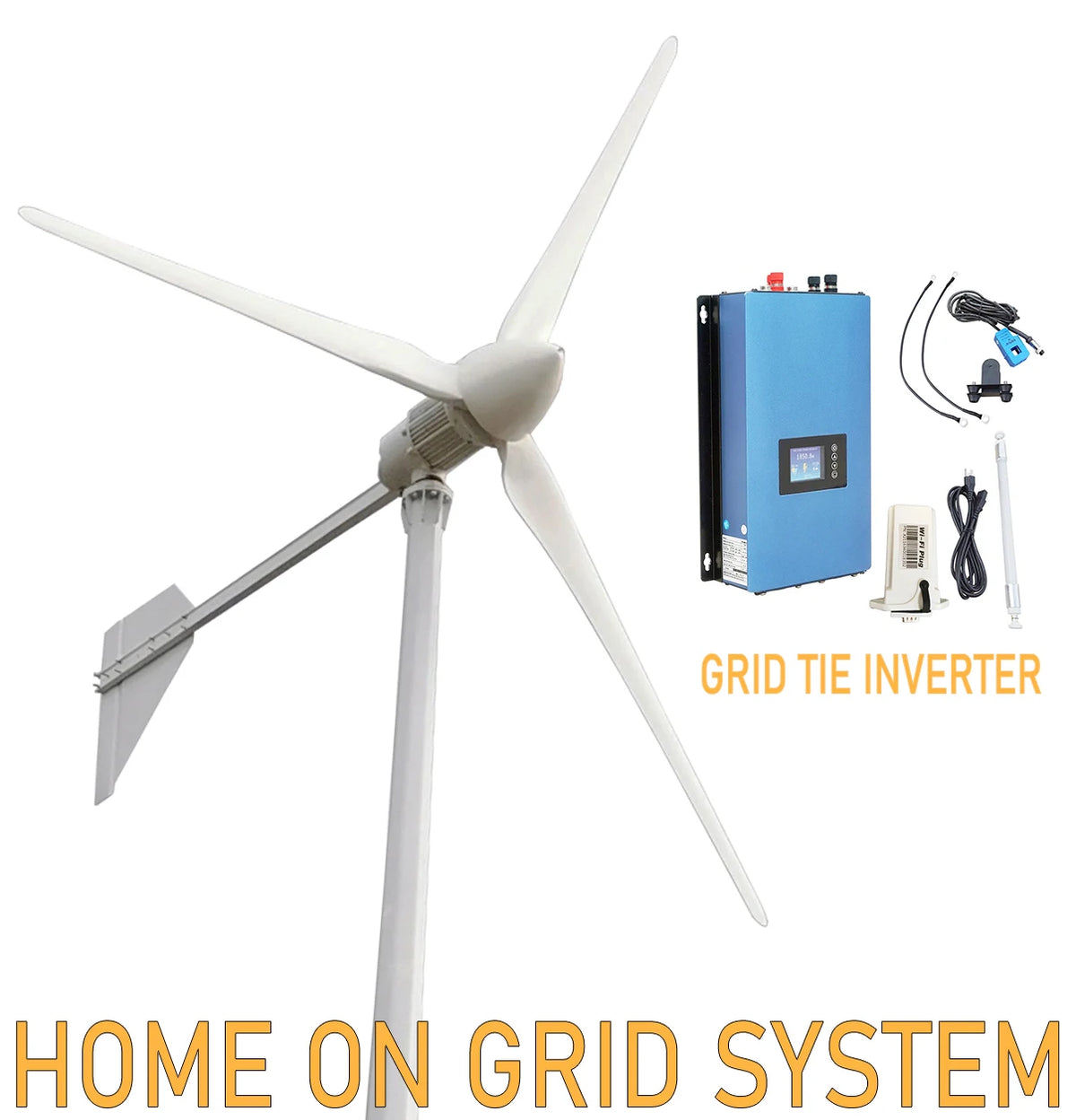 REAL POWER 2000W Home Grid Tie System 2KW Wind Turbine Generator With On Grid Inverter 1000W Horizontal Windmill MPPT Regulator