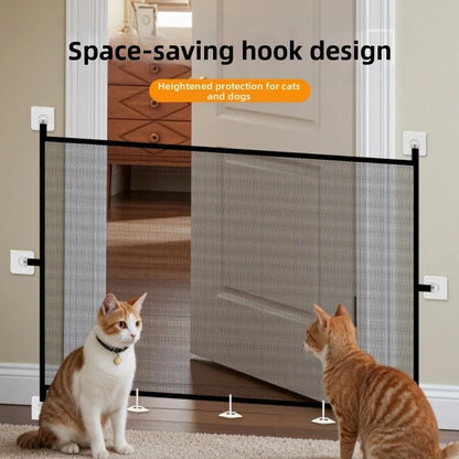 New Portable Retractable Pet Barrier Fences Folding Mesh Pet Safety Gate with Hooks Anti-Escape Dog Isolation Gate Stairs