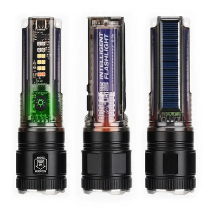 High Power LED Flashlight With Side Light Solar Powered Hand Lantern USB Rechargeable Strong Torch For Outdoor Camping Fishing