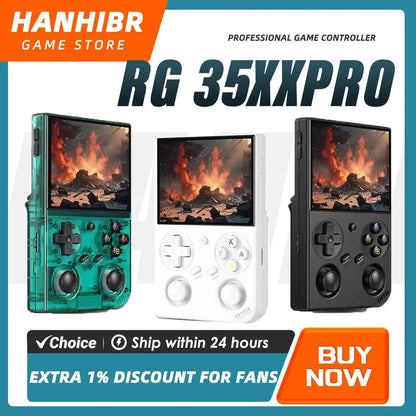 ANBERNIC RG35XX PRO Vertical Retro Gaming Console 3.5" IPS OCA Screen Linux 64-bit True Dual Joysticks Vibration Motor RixelHK