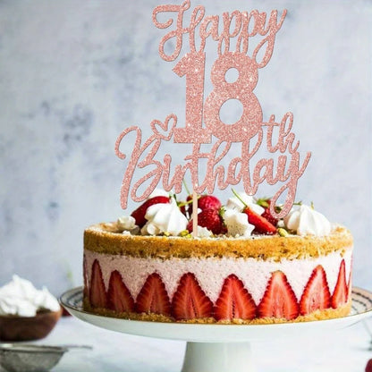 1 PCS Happy 18th Birthday Cake Topper Glitter Cheers to 18 Years Birthday Cake Pick Eighteen Hello 18 Fabulous Cake Decorations
