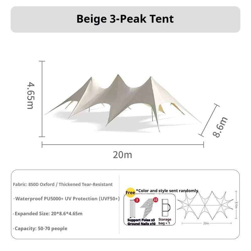 Large Outdoor Canopy Tent Sun Shade Shelter Heavy Duty Waterproof Star Canopy for Camping Backyard Party Wedding Party
