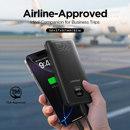 PISEN 10000mAh Fast Charging Power Bank PD 20W SCP 22.5W Lightweight Charger USB C External Battery for iPhone Xiaomi Huawei