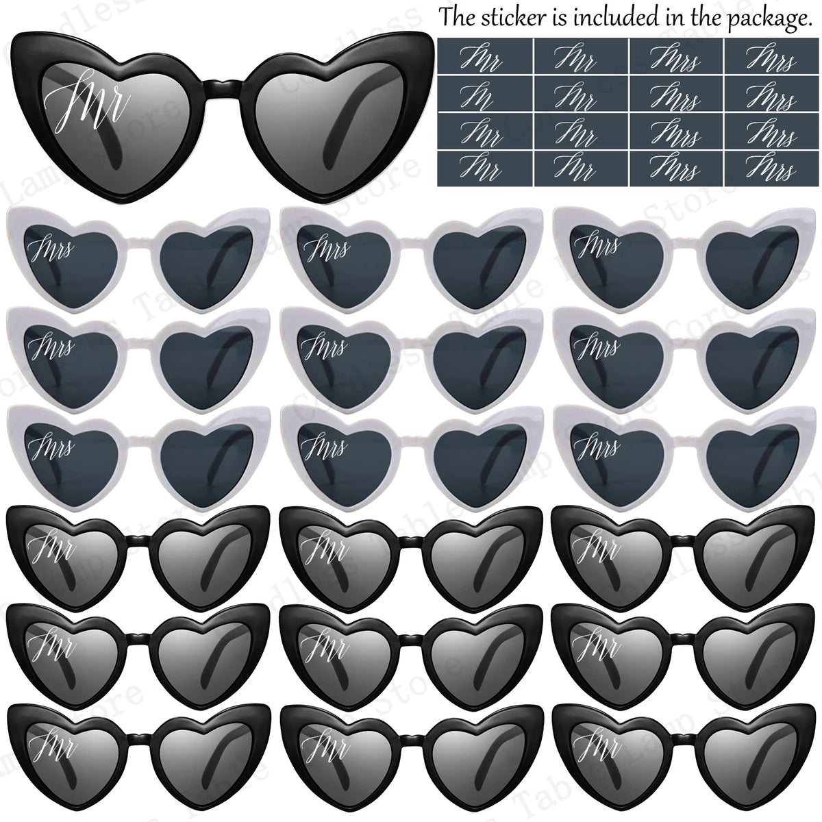 12-120 Pcs Wedding Heart Sunglasses Mr/Ms Bride Glasses Wedding Gift for Guest Bridesmaid Heart Glasses Just Married Party Favor