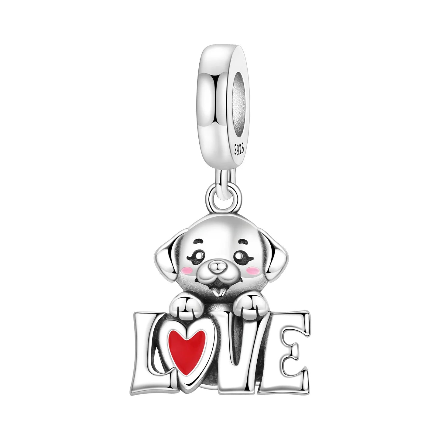 Hot Sale 925 Sterling Silver Dog Cat Cute Pet Animals Pendant Birthday Party Gift for Women Bangle Bracelet Necklace DIY Jewelry