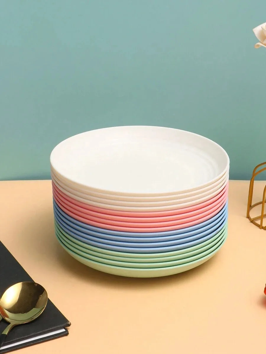 4/8pcs Plastic Original Plate, Reusable, Camping Picnic Dessert Plate, Fruit Plate, Dinner Plate, Dishwasher and Microwave Safe