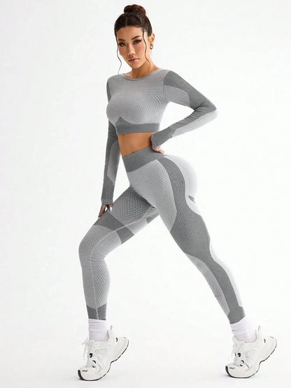 2pcs Hot-selling New Sports Tight Running Breathable Seamless Yoga Suit Women's Outdoor Fitness Suit Women's
