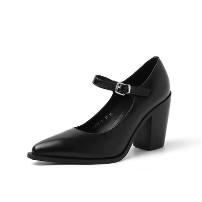 MKKHOU Fashion Pumps New High Quality Genuine Leather Pointed High Heels Mary Jane Shoes Women's Heels Leather Shoes Women Shoes
