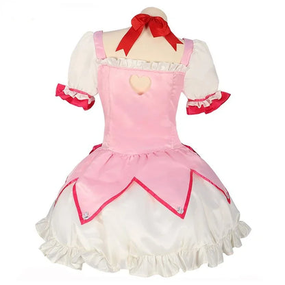 Kaname Madoka Cosplay Costume Wig Anime Puella Magi Madoka Magica Pink Ball Dress Halloween Party Uniform Outfit for Women Girl