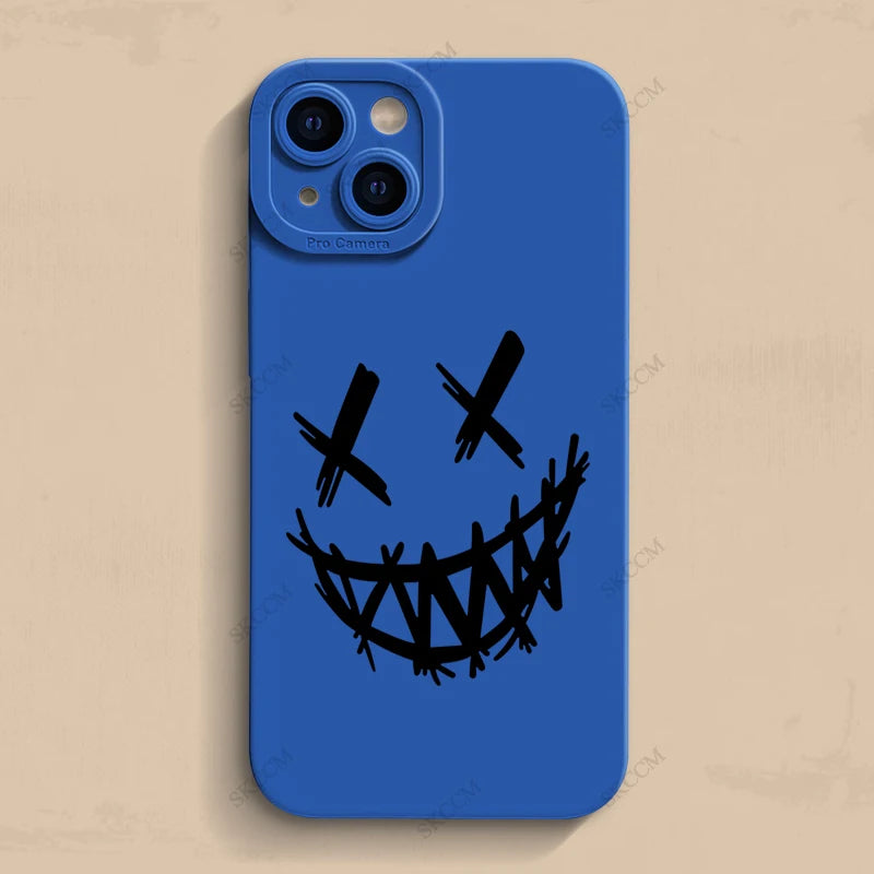 Smiling Devil Phone Case For iPhone 11 12 13 14 15 Pro Max Mini 7 8 Plus X XS Max XR Matte Shockproof Fashion Cases Back Cover