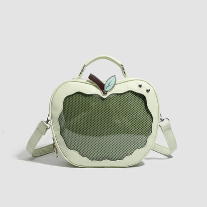 Apple Shaped Transparent Ita Bag Backpack Cute Doll Display Storage Bag for Girls Detachable Strap Casual Crossbody Backpack