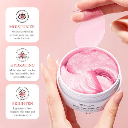 60pcs BIOAQUA Rose Hyaluronic Acid Eye Mask Anti Wrinkle Dark Circles Eye Bags Moisturizing Firming Eye Patches Skin Care