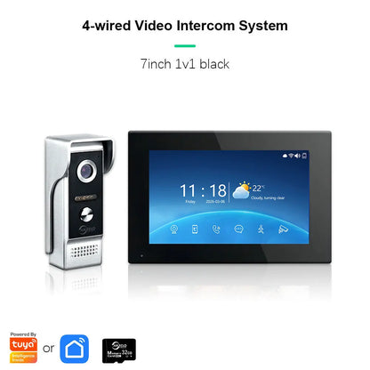 ANJIELO Tuya Smart Video Intercom System 7 inch 10 Touch Screen Video Doorbell Suit for Home Apartment