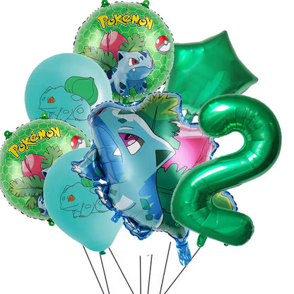7Pcs/Set Pokemon Balloon Set Pikachu Charmander Cartoon Aluminum Foil Balloons Party Decoration Props Toy Anime Birthday Party