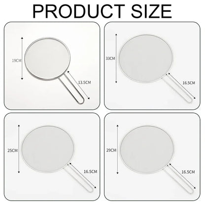 Stainless Steel Oil Proof Mesh Cooking Anti Splatter Split Guard Kitchen Gadget Splatter Proof Oil Cover Mesh Pot Lid Frying Pan
