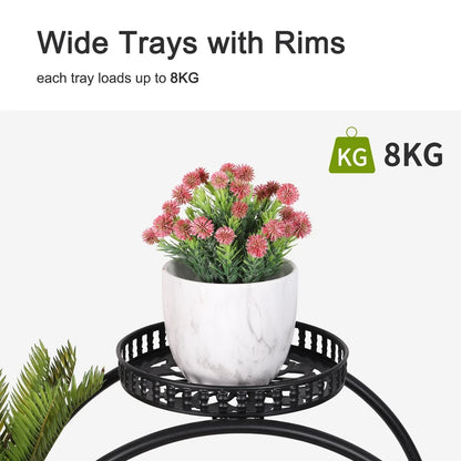 Heavy Duty Metal Plant Stand with Lockable Wheels Garden Cart Flower Pots Holder for Indoor Outdoor Use