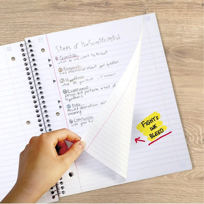Spiral Notebook with Study App 5 Subject Wide Ruled 8 x 10.5 Inches Amethyst Color for School College Office Supplies