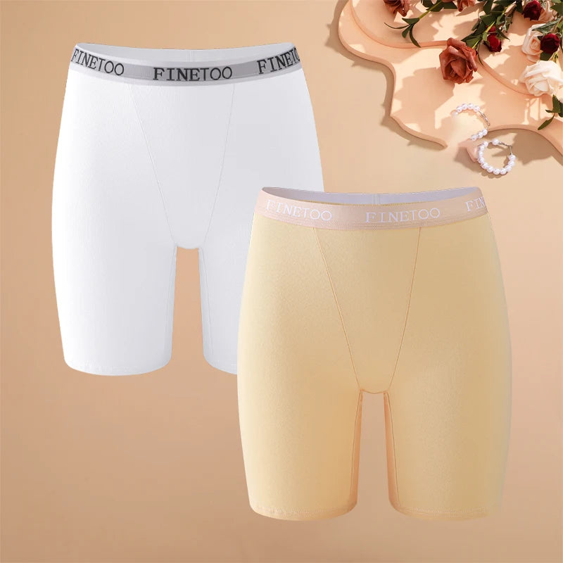 2pcs Women's High Waisted Boxer Briefs Cotton Plus Size Panties Sexy Elastic Waistband Sports Shorts Casual Comfortable Lingerie