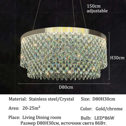 Luxury Crystal Chandelier Light Ceiling Hanging Lamps Home Decoration Dining Room Chandeliers Lights Lighting for Living Room