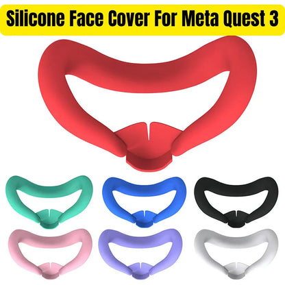 Silicone VR Face Cover for Meta Quest 3 Silicone Eye Mask Sweatproof Mask Face Cushion Replacement for VR Glasses Accessories
