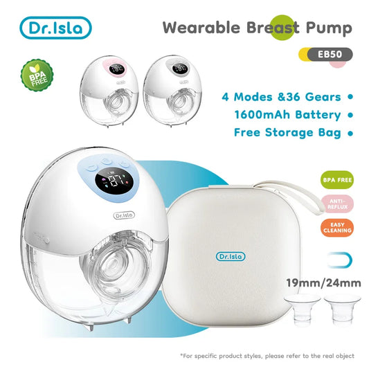 MAMIJOY Wearable Electric Breast Pump 4 Modes 36 Suction Levels Hands Free Breast Pumps Milk Collector with 19/24mm Flange EB50