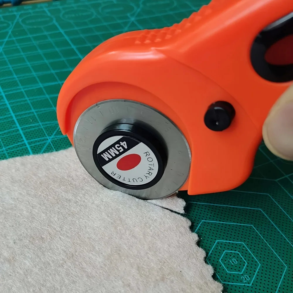 45mm Rotary Cutter Set Round Hob Craft Wheel Cutter Handle Roller with 5 Replacement Blades, Sewing Clip and Fabric Marker Pen