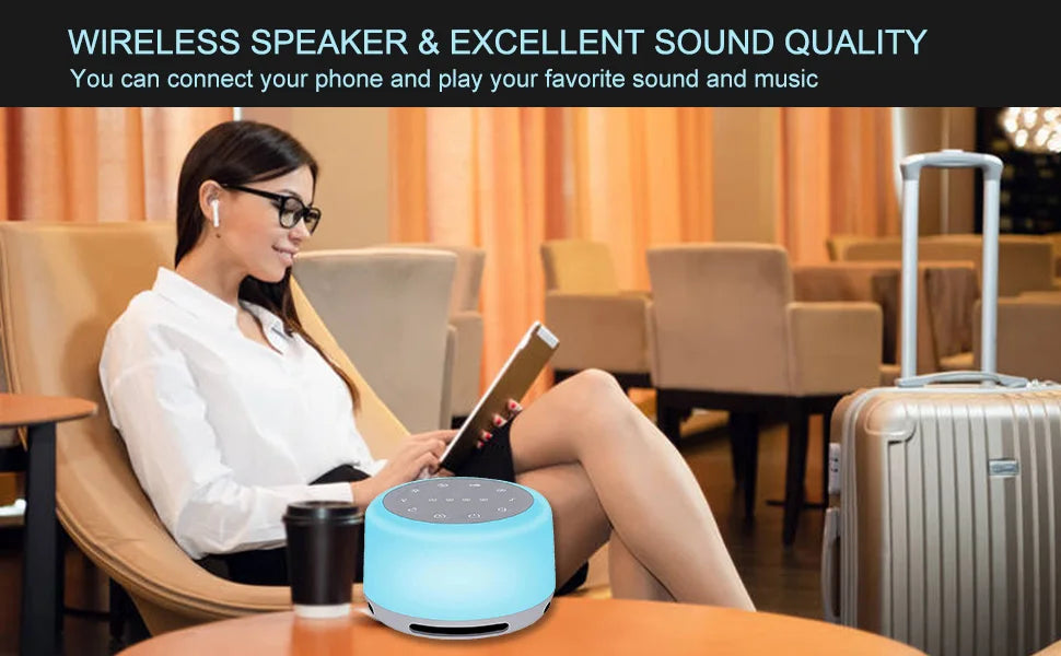 7 RGB Night Light & 24 Soothing Relax Sleep Sounds Machine with Adjustable Brightness Wireless Speaker White Noise Sound Machine