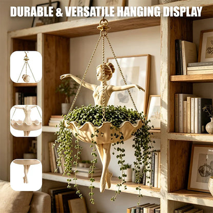 Ballet Dancer Hanging Planter Ballerina Plant Holder With Metal Chains Succulents Vines Ivy Spider Plants Indoor Outdoor Decorat