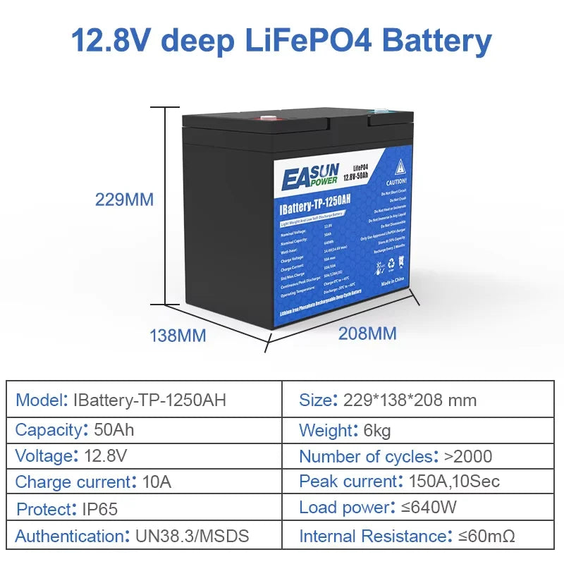 EASUN Power LiFePO4 Battery 100Ah 200Ah 12V 24V Lithium Iron Phosphate Battery Built-in BMS 6000+ Cyclic For Inverter Solar RV No Tax