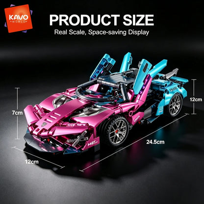 KAVOWORLD New Simulation City Sports Car Building Kit 467pcs High-Speed Racing Car Blocks Set Plated Exotic Small Supercar Vehicle Model Scissor Doors Collectible Display Super Bricks Puzzle Toy DIY Assembly Desktop Decor Hal