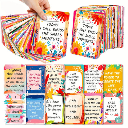 50 Motivational and Positive Affirmation Cards with Colorful Designs and Inspirational Quotes