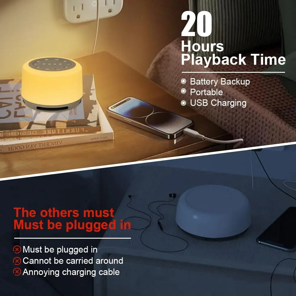 7 RGB Night Light & 24 Soothing Relax Sleep Sounds Machine with Adjustable Brightness Wireless Speaker White Noise Sound Machine