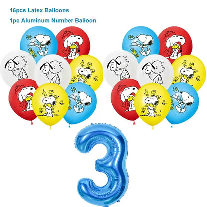 Happy Birthday Party Decorations Dog Banner Flag Foil Latex Balloons White Anime Supplies Baby Boy Girl Kids Cute Toy Gifts