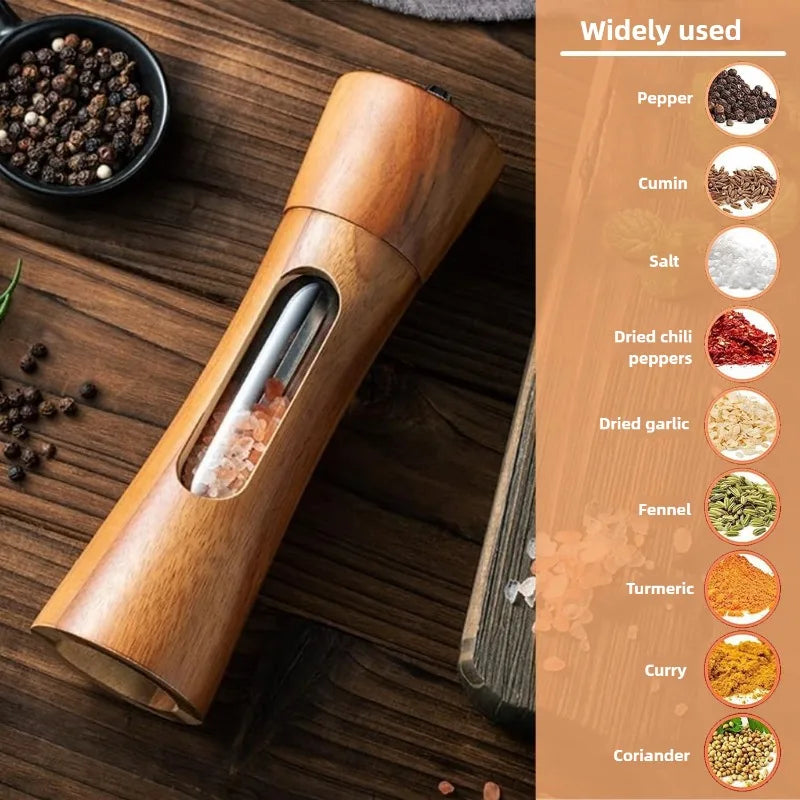 Manual Salt and Pepper Grinder Solid Wood Adjustable Coarseness Large Capacity Multi-purpose Spices Grinder Kitchen Cooking Tool