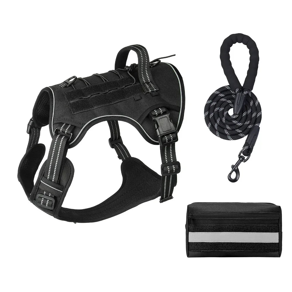 Large Dog Tactical Vest Multi-Function MOLLE-Compatible Harness with Anti-Pull Design for Outdoor Training Gear
