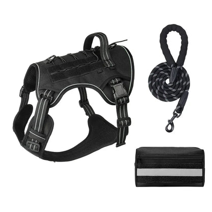 Large Dog Tactical Vest Multi-Function MOLLE-Compatible Harness with Anti-Pull Design for Outdoor Training Gear