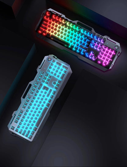 Qianxingzhe Wireless Keyboard Mouse Set Mechanical Feel Rechargeable Rgb Backlit Wrist Rest Multifunctional Knob Gaming For Pc