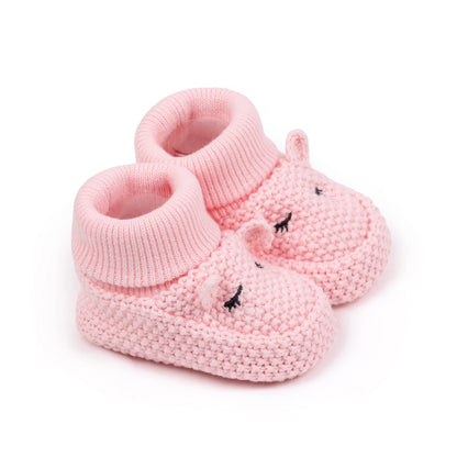 0-12months Infant Knitted Baby Booties with Ears Soft Comfortable Winter Shoes  for girls boys