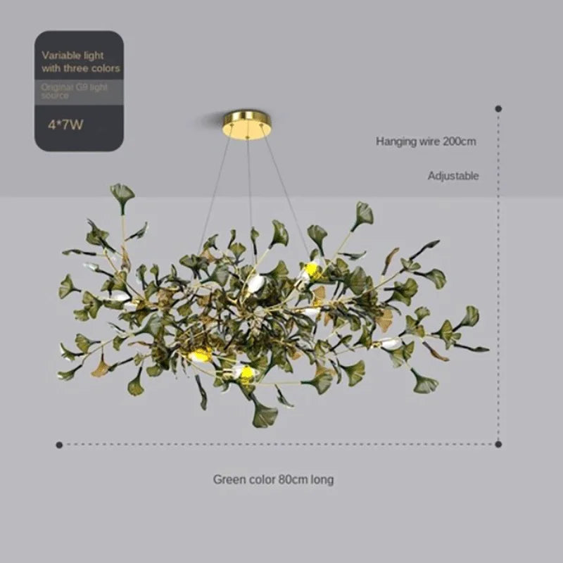 Modern Gingko Chandelier Custom Lights Luxury Glass Chandelier Suitable For Dining Room Living Room Villa Home Decor Gloss
