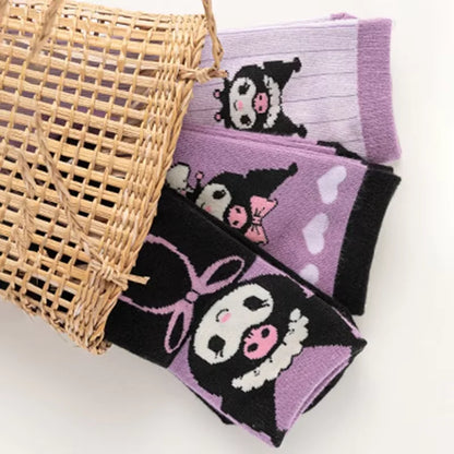 4 Pairs of High-Quality Cartoon Anime Character Pattern Women's Straight Socks Comfortable Soft and Casual Women's Socks