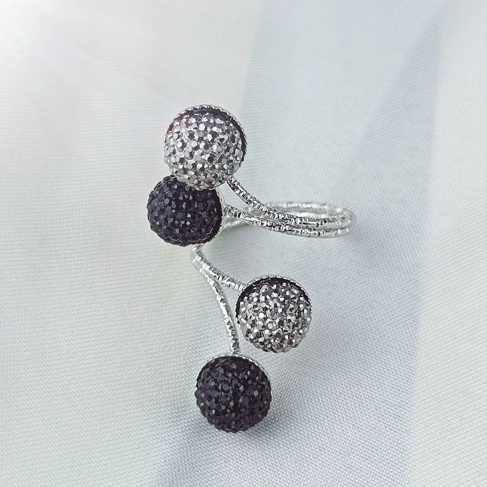Exaggerated Luxury Vintage Geometric Rhinestone Opening Ring Knuckle Finger Antique Rings for Women Punk Statement Jewelry Gift