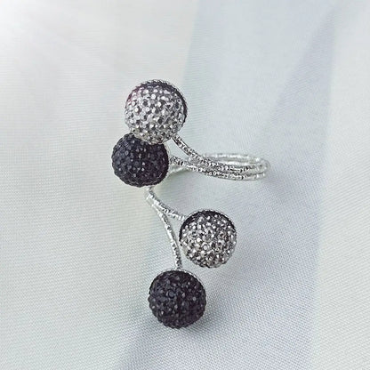 Exaggerated Luxury Vintage Geometric Rhinestone Opening Ring Knuckle Finger Antique Rings for Women Punk Statement Jewelry Gift