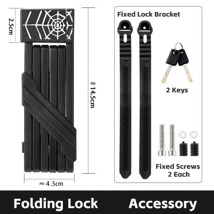 WEST BIKING Foldable Bike Lock Portable Anti-Theft Security Folding Padlock for MTB Road Bike E-bike Scooter Bicycle Accessories
