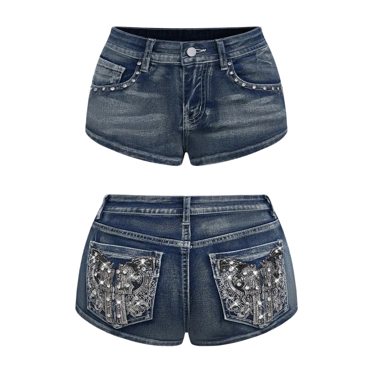 High Waist Distressed Denim Shorts Female Jeans Womens Jeans Shorts Vintage Y2K Punk Style Embroidered Hot Pants
