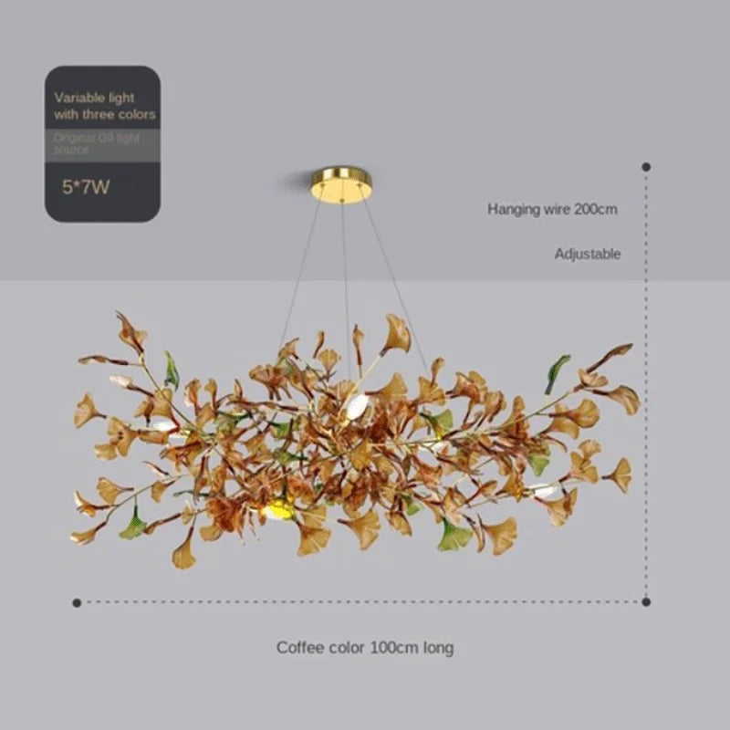 Modern Gingko Chandelier Custom Lights Luxury Glass Chandelier Suitable For Dining Room Living Room Villa Home Decor Gloss