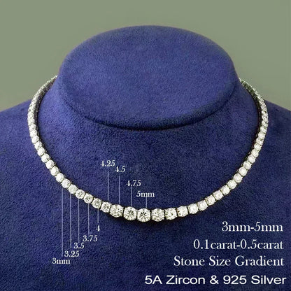 Moissanite Diamond Tennis Necklace with Certificate 3-5mm Size Gradient Diamond Riviera Necklace S925 Silver Choker for Women